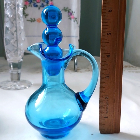 Vintage glass cruet decanter cobalt blue 💙 perfume bottle - Picture 13 of 16